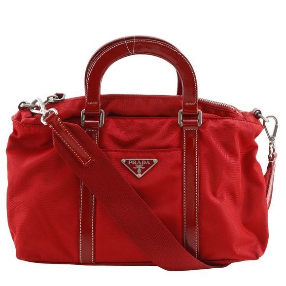 Prada 2WAY Shoulder Nylon Red Ladies Handbag - Picture 1 of 10